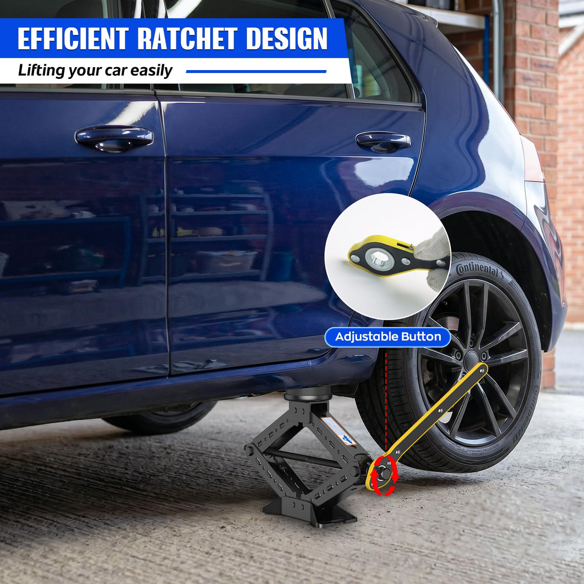 3 Ton Heavy Duty Scissor Jack Kit with Ratchet Wrench R1725
