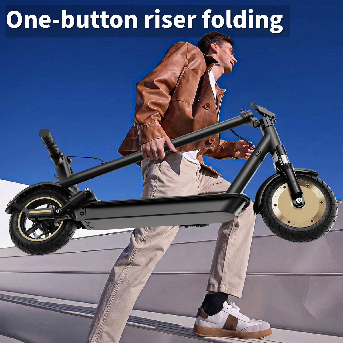 Electric Scooter with Solid Tires, Dual Suspension, Folding L2109