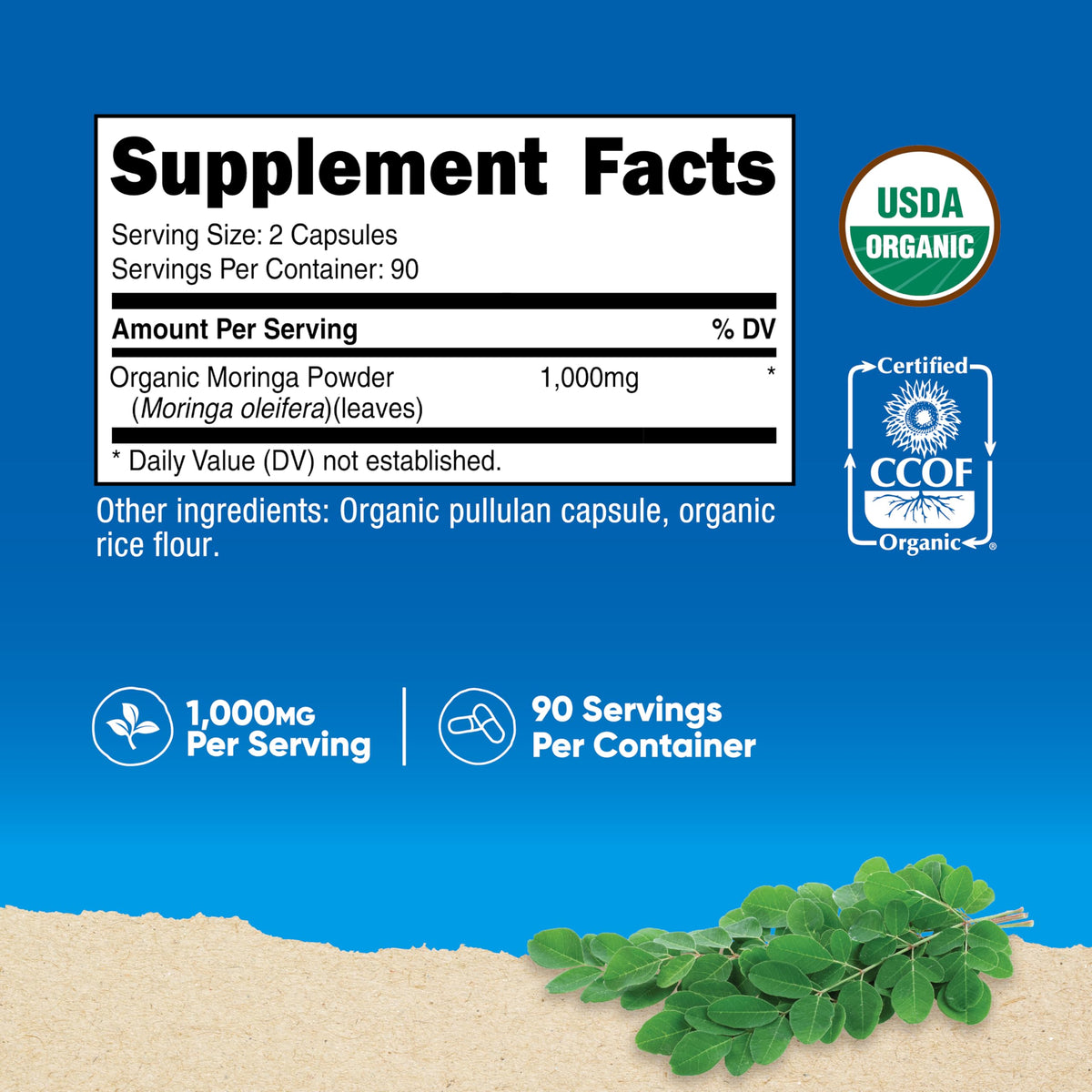 Moringa Capsules 500mg 180 Capsules Gluten Free J344