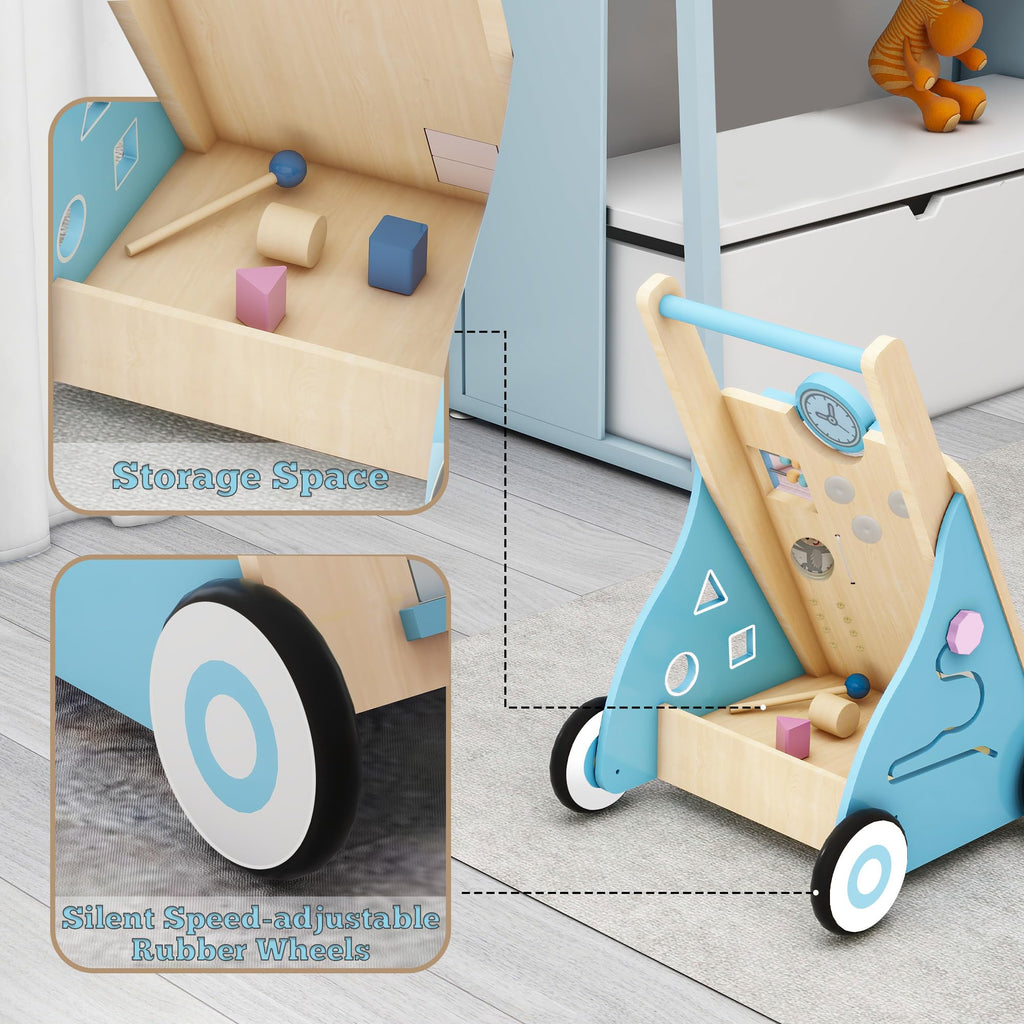 Blue Wooden Baby Walker with Activity Center Z509962