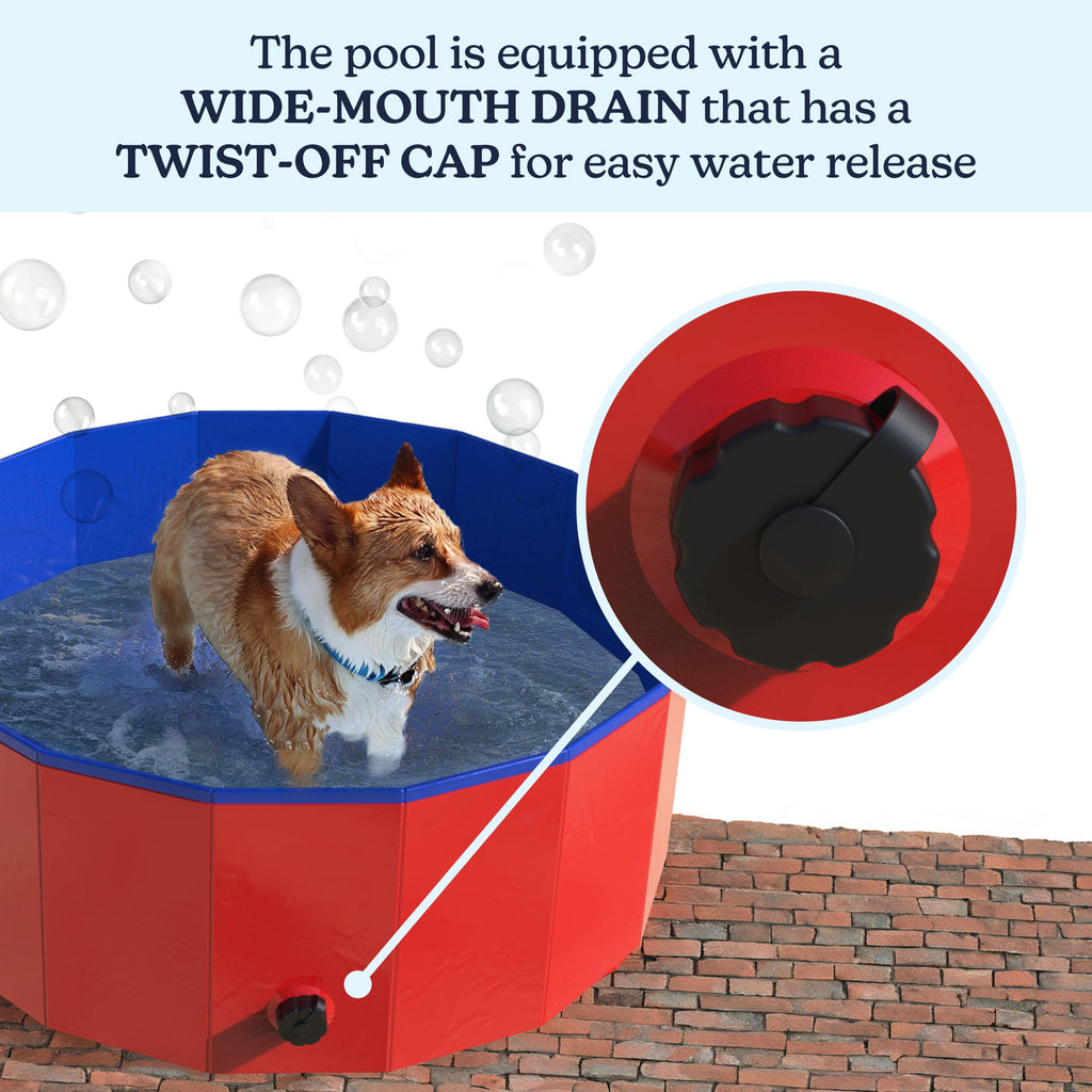 Foldable 30.5x12in PVC Dog Pool with Drain R4446