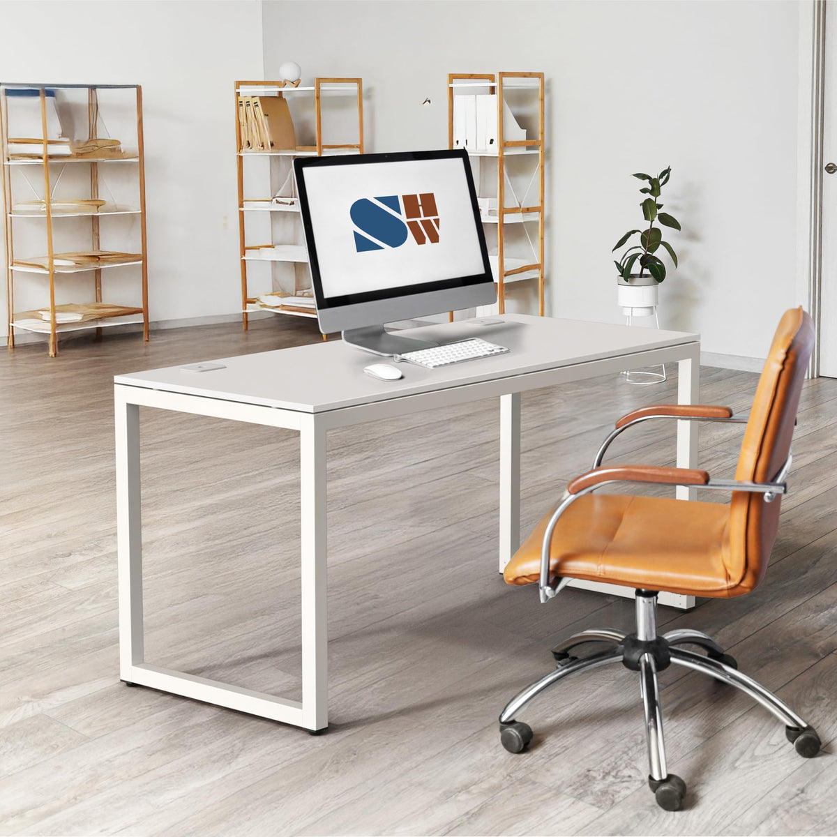 55-Inch White Office Computer Desk U99335