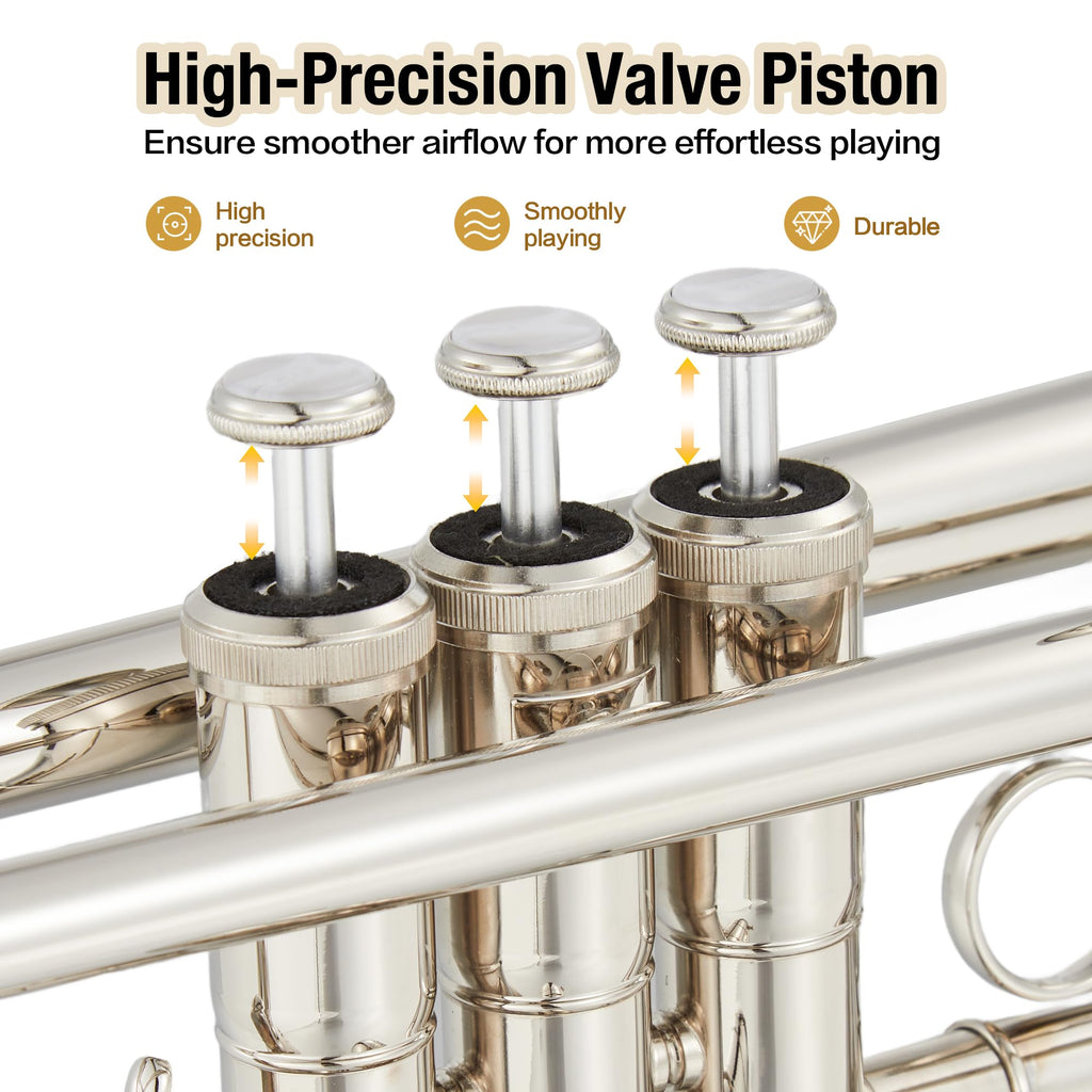 Nickel-Plated Brass Trumpet with Hard Case D8818