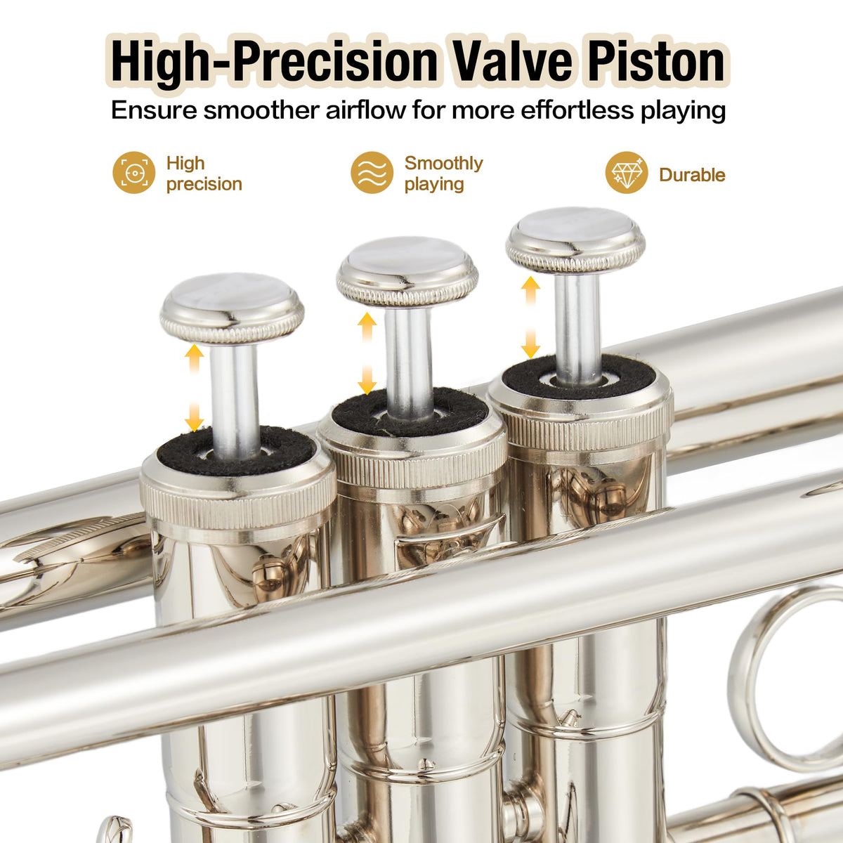 Nickel-Plated Brass Trumpet with Hard Case D8818
