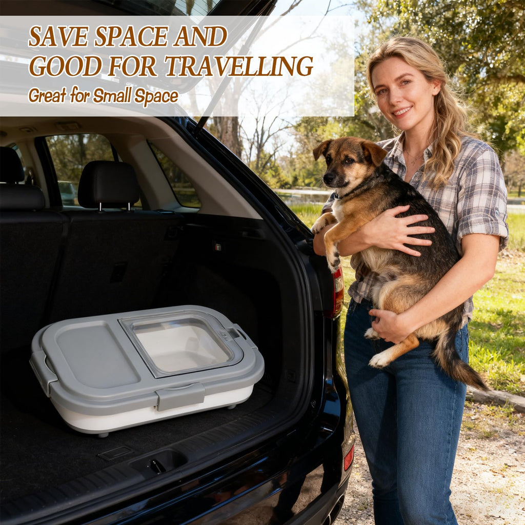 2 Pack 15Lbs Collapsible Airtight Pet Food Storage Container with Scoops D7300