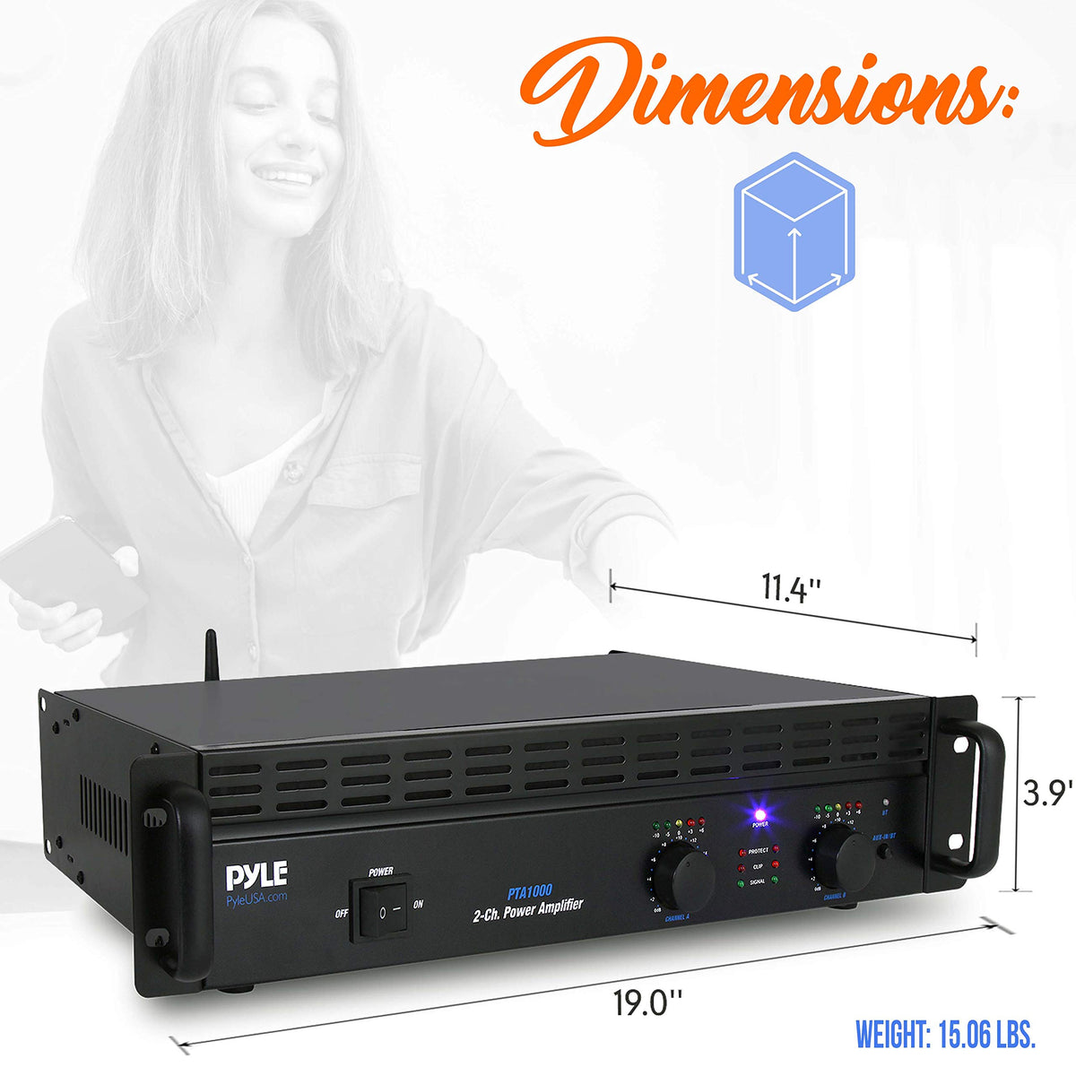 1000 Watt 2-Channel Bluetooth Power Amplifier D601