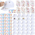 30 Pcs White Blank Adjustable Baseball Caps with Acrylic Paint Brushes U213