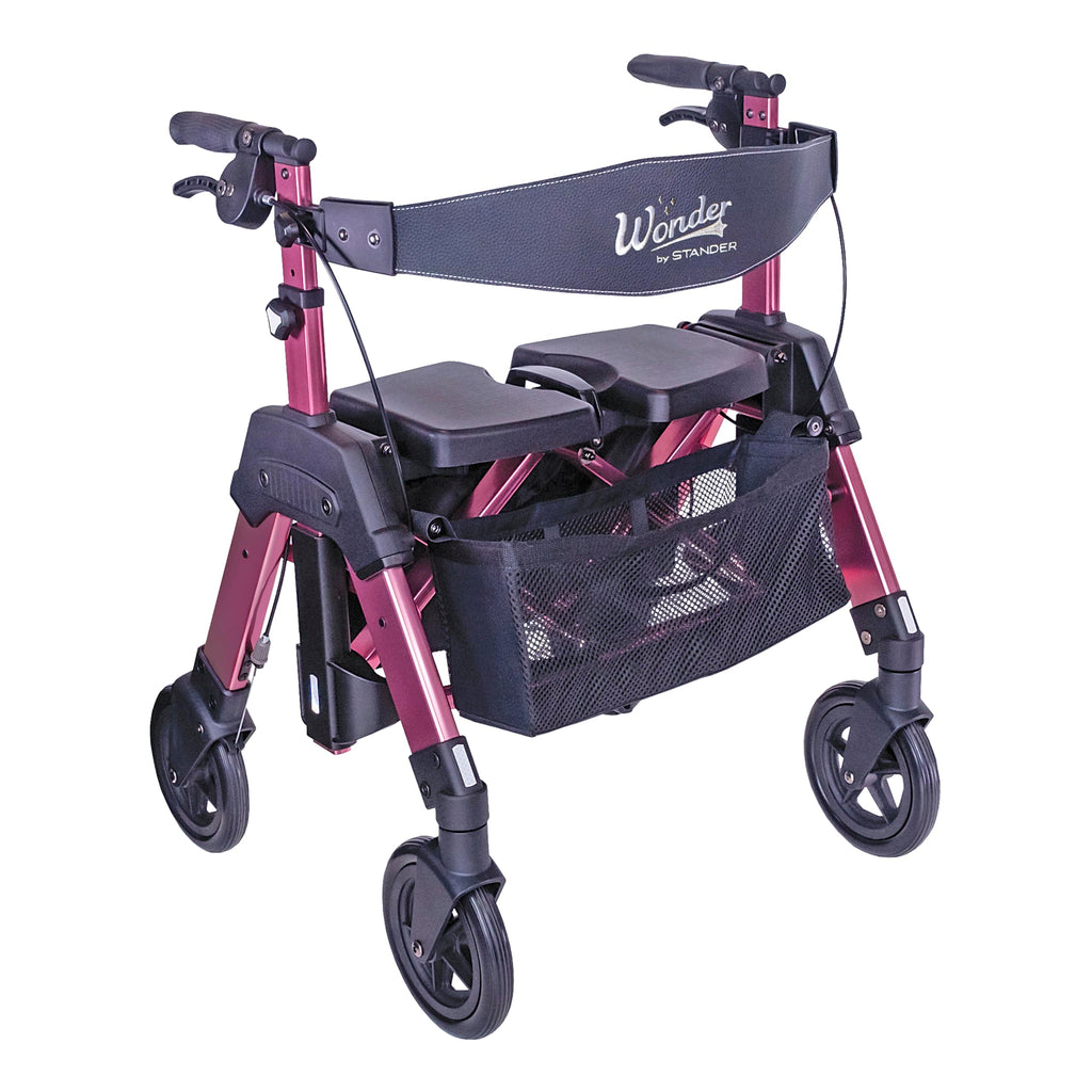 Heavy Duty Folding Rolling Walker with 8-inch Wheels and Wide Seat U41741