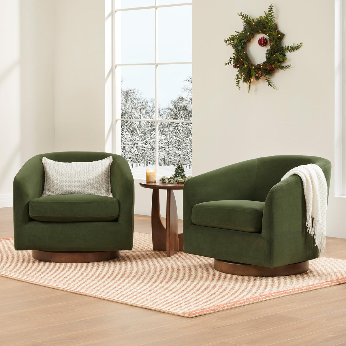 Forest Green Swivel Accent Chair Set 2 P20017