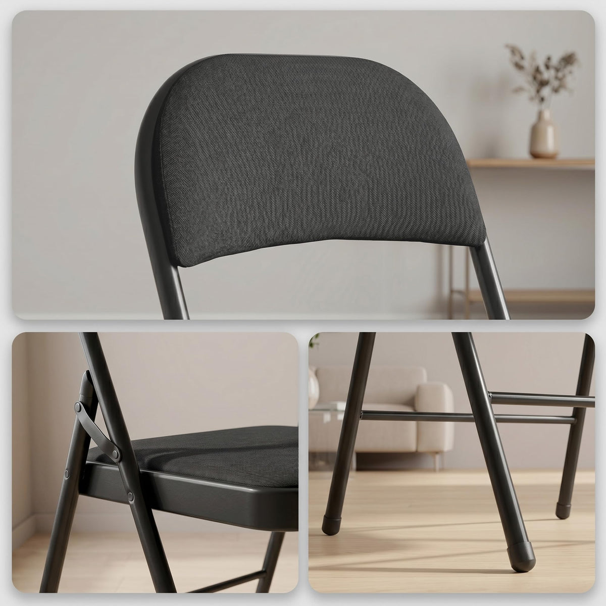 10 Pack Black Padded Folding Chairs Z327198