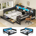 Black Corner Bed Frame Full with Storage and Desk T300593
