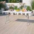6-Foot Height Adjustable Granite White Plastic Folding Table B6242
