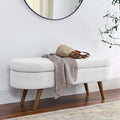 White Storage Bench with Rubber Wood Legs L949
