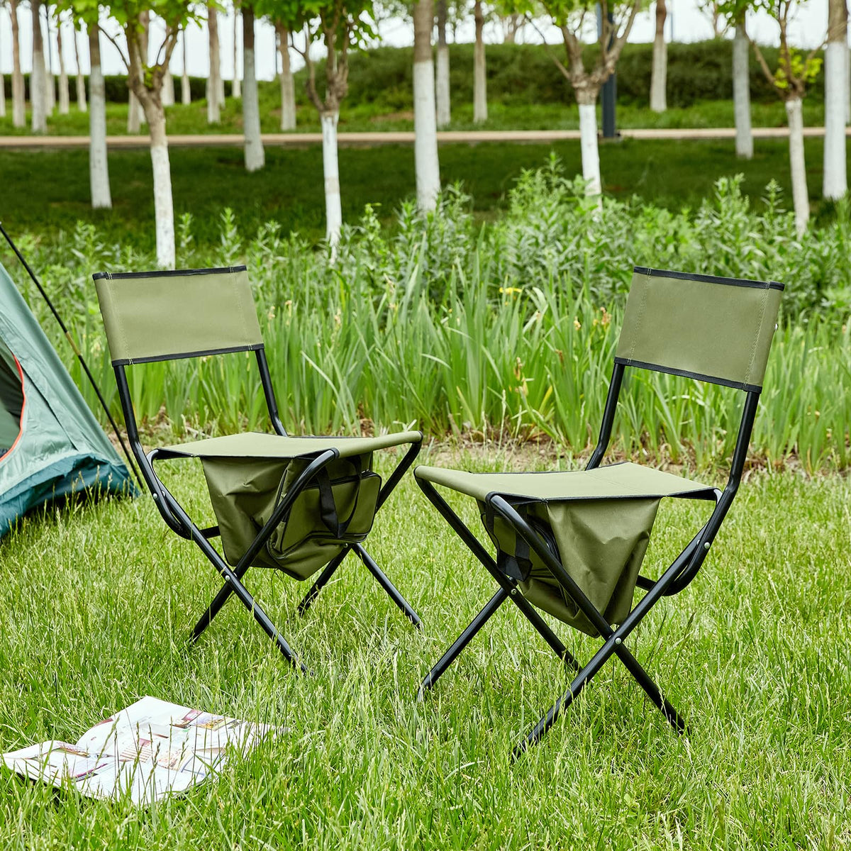 Folding Camping Chair with Storage Bag, 2 Pack, Green E637