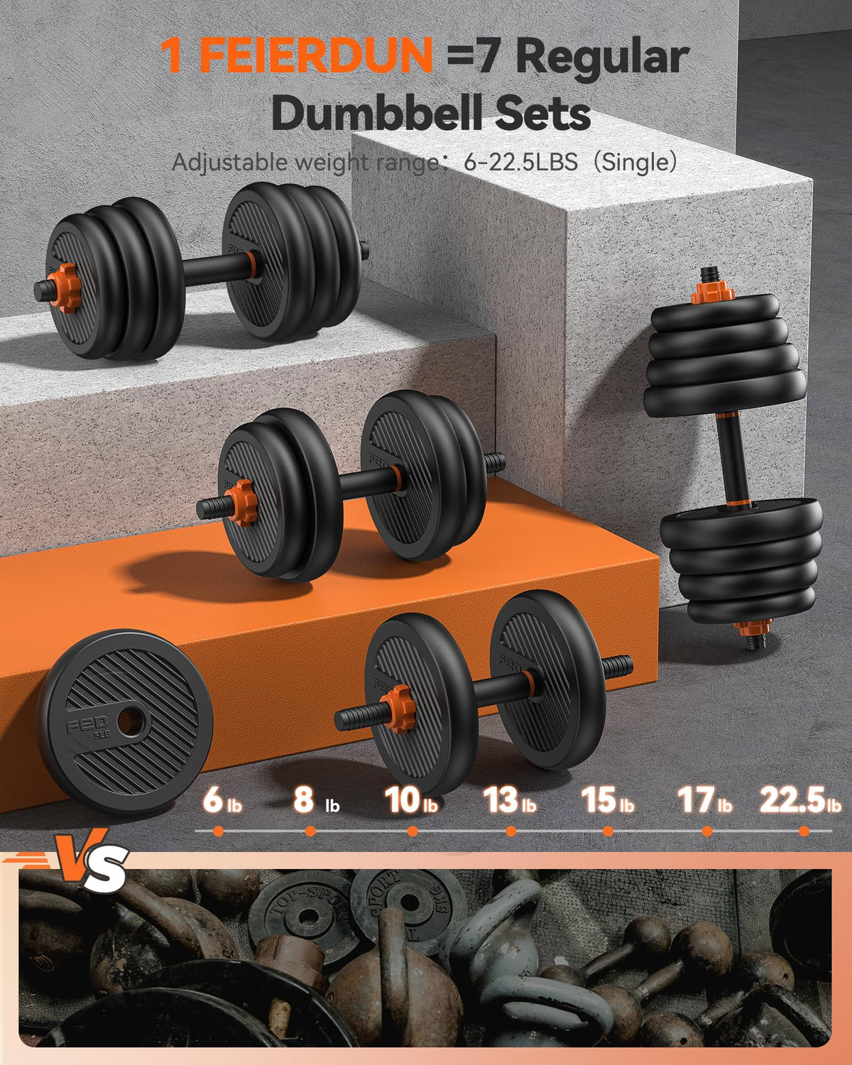 Adjustable Dumbbells Free Weight Set with Connector T19141