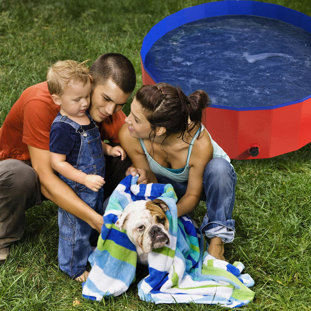 Foldable 30.5x12in PVC Dog Pool with Drain R4446